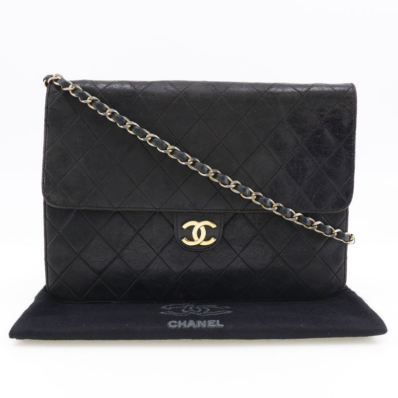 [Chanel] Chanel 
 Bolso de hombro de cadena 
 Matrasse Lambsker Hombina negra A5 Botón Snap Button Chainhoulder Damas