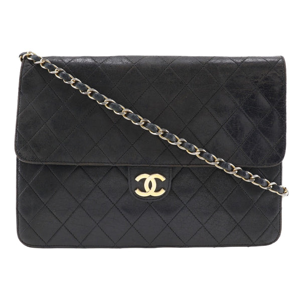 [Chanel] Chanel 
 Bolso de hombro de cadena 
 Matrasse Lambsker Hombina negra A5 Botón Snap Button Chainhoulder Damas