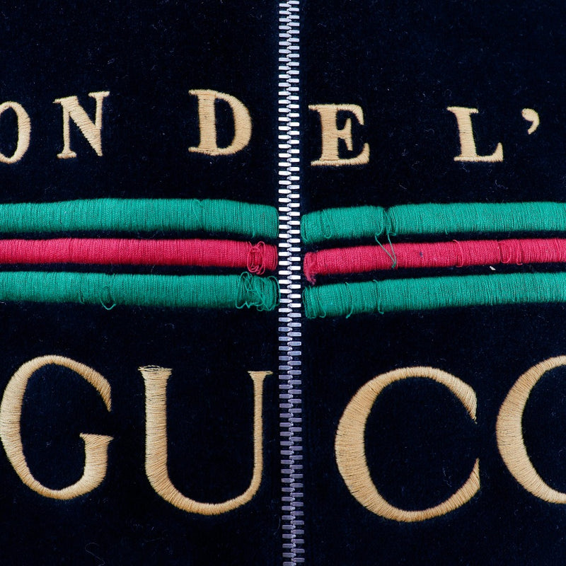 【GUCCI】グッチ
 ロゴエンブロイダリー ブルゾン
 ベロア logo embroidery メンズ
