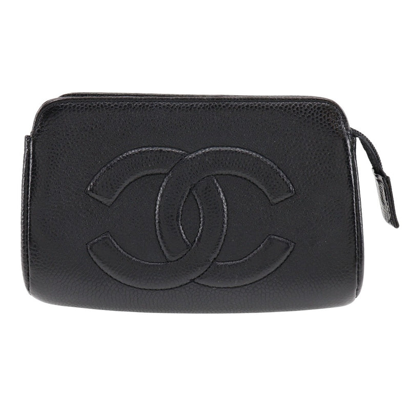 [CHANEL] Chanel 
 Cosme pouch pouch 
 A01436 Caviar Skin Black Fastener Cosmetic Porch Ladies