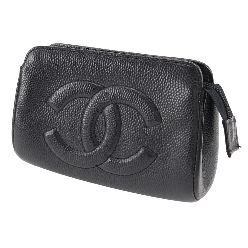 [CHANEL] Chanel 
 Cosme pouch pouch 
 A01436 Caviar Skin Black Fastener Cosmetic Porch Ladies