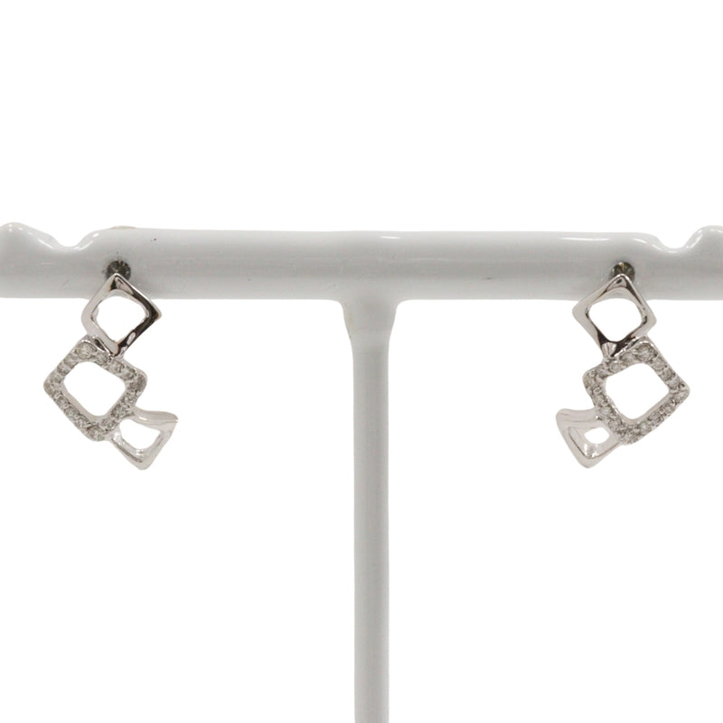 Boucles d'oreilles K18 White Gold X Diamond environ 2,6 g de dames un rang