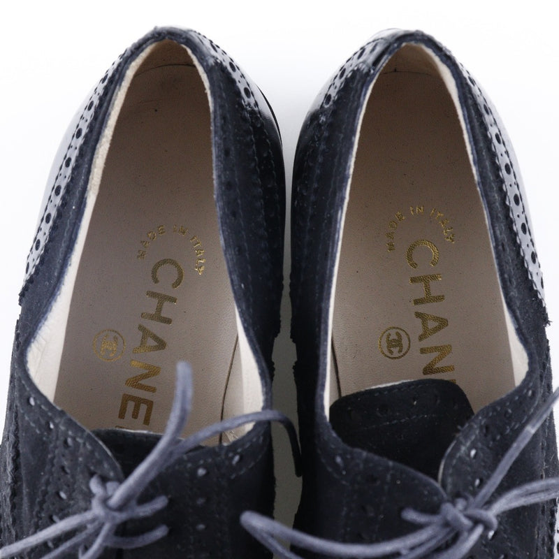 [CHANEL] Chanel Wing Chip Loafer COCO Mark A05952.15 Swedes x Enamel Black Wing Tip Ladies