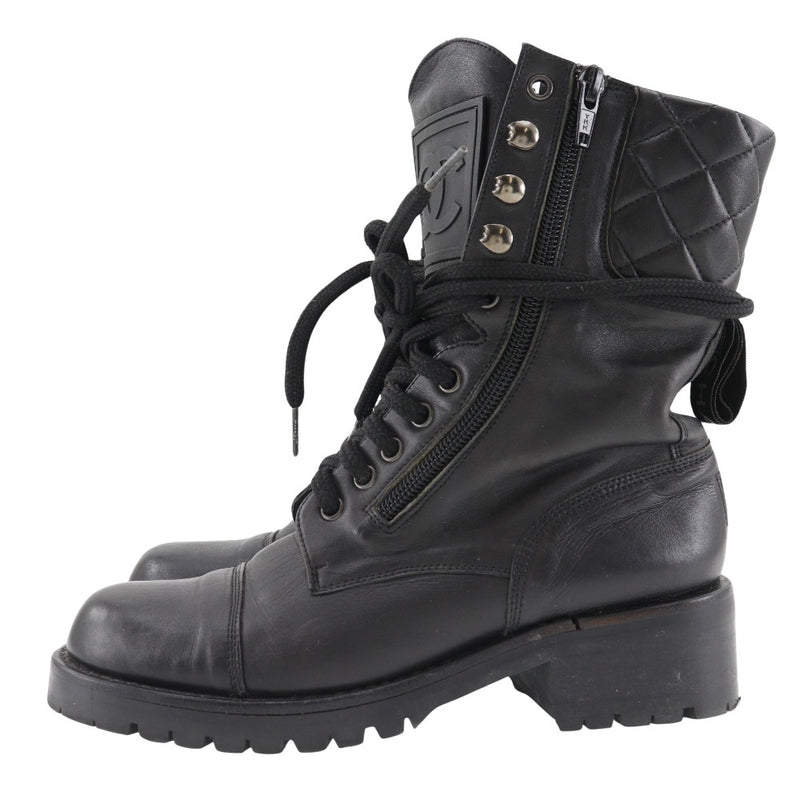 [Chanel] Chanel 
 Bottes 
 Ligne de sport en cuir noirs dames