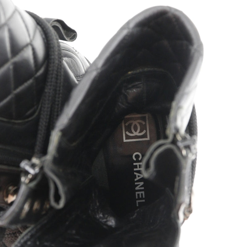 [Chanel] Chanel 
 Bottes 
 Ligne de sport en cuir noirs dames