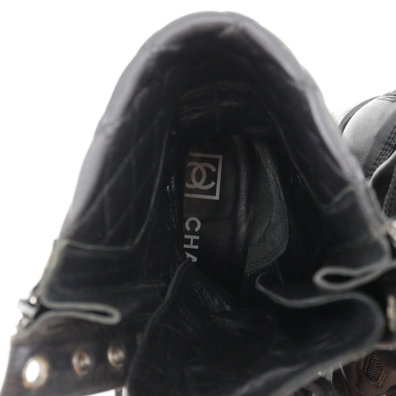 [Chanel] Chanel 
 Bottes 
 Ligne de sport en cuir noirs dames