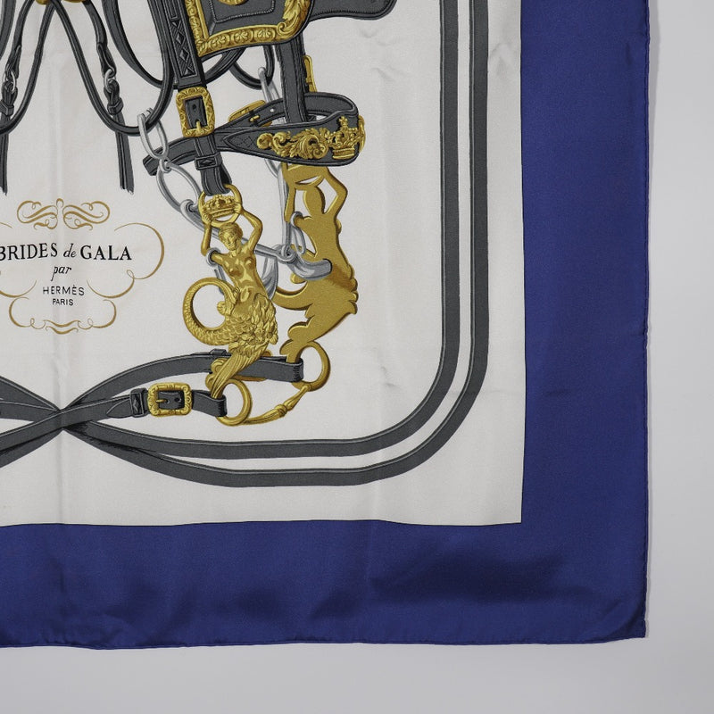 [HERMES] Hermes 
 Carre 90 scarf 
 BRIDES DE GALA Formation Maisei Silk Blue CARRE90 Ladies A-Rank
