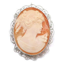 Cameo Brooch Silver Orange about 7.4g CAMEO Ladies A-Rank