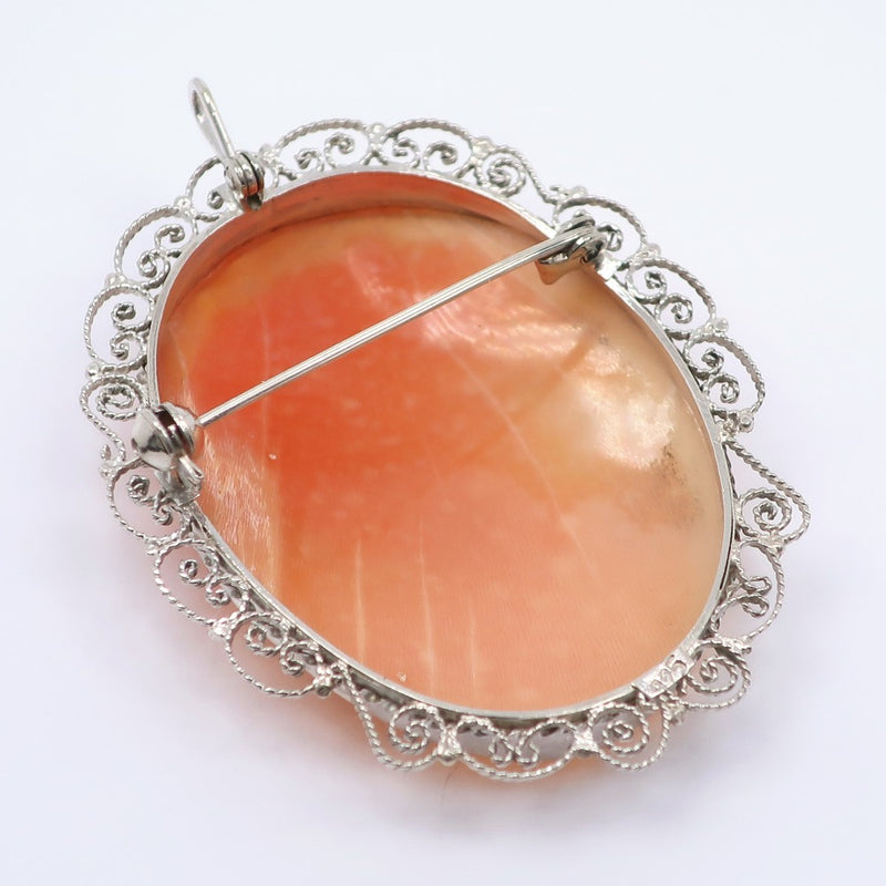 Cameo Brooch Silver Orange about 7.4g CAMEO Ladies A-Rank