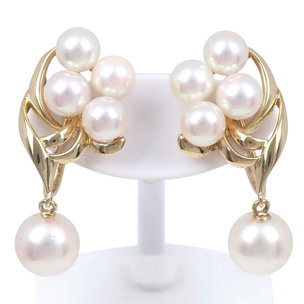 【MIKIMOTO】ミキモト
 パール イヤリング
 スイング K18イエローゴールド×パール 約7.4g Pearl レディースA+ランク