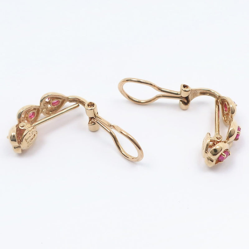 Pendientes cardíacos de 3p pendientes 2way 18KOro amarillo x rubí rosa corazón aproximadamente 2.6g 3p corazón damas a+rango