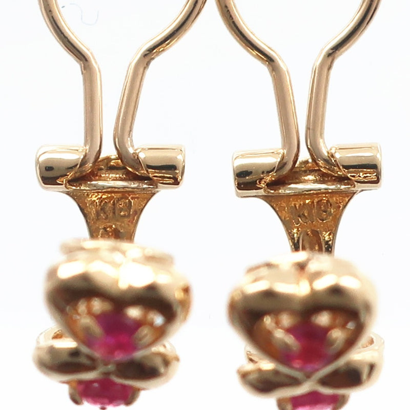 Pendientes cardíacos de 3p pendientes 2way 18KOro amarillo x rubí rosa corazón aproximadamente 2.6g 3p corazón damas a+rango