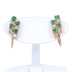 8P Earring 18KYellow Gold x Emerald x Diamond Green D0.09 Engraved Approximately 2.1g 8p Ladies A Rank