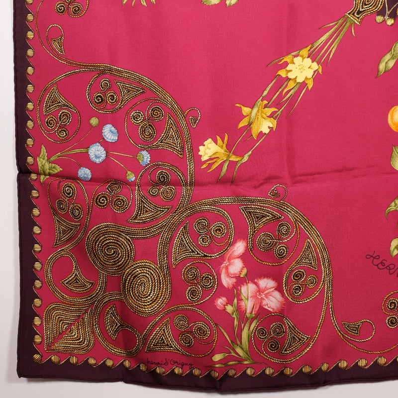 [Hermes] Hermes Care 90 Scarf Arabesques Arabesque Silk Red Carree90 Ladies A Rank