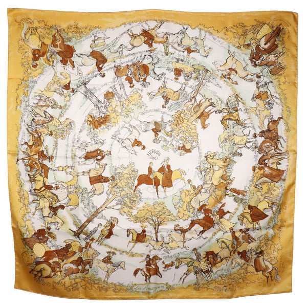 [Hermes] Hermes Les Amazones Amazon Scarf Silk Les Amazones Ladies A+Rank