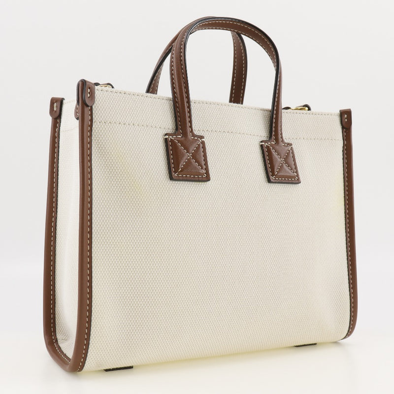 [Burberry] Burberry Mini Freya Tote Handbag Sac à main 2way 8044143 Canvas Natural / Tan Off White Diagonal Handscape 2way A5 Open Mini Freya Tote Ladies A-Rank