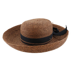 [Helen Kaminski] Helenkaminski Crown Hat Hat Newport Wide Brim Raffia Thé / Black Crown Hat Ladies A Rank