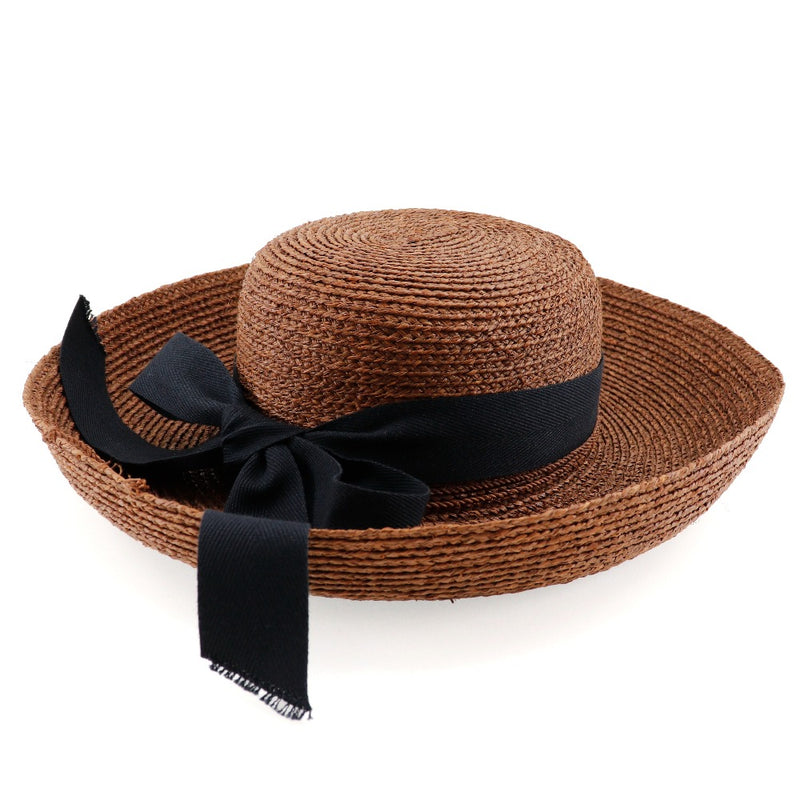 [Helen Kaminski] Helenkaminsky 
 Crown hat hat 
 New Port Wide Brim Raffia Brown/Black Crown Hat Ladies A Rank