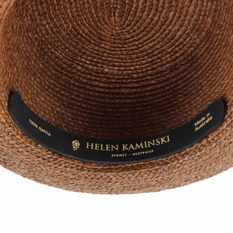 [Helen Kaminski] Helenkaminsky 
 Sombrero de corona 
 Nuevo puerto ancho rafia rafia té/sombrero de corona negra Damas un rango