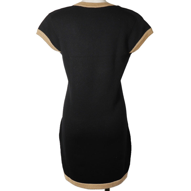 [Chanel] Chanel 
 Vestido de punto 
 Pocket de emblema 07A P31859K00572 Cashmere Black/Tea Knit Ladies A-Rank