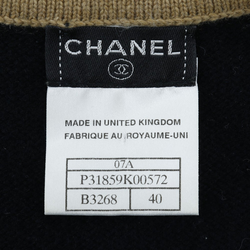 [Chanel] Chanel Knit One Piece Pocket 07A P31859K00572 Cashmere Black/Tea Knit Damas A-Rank