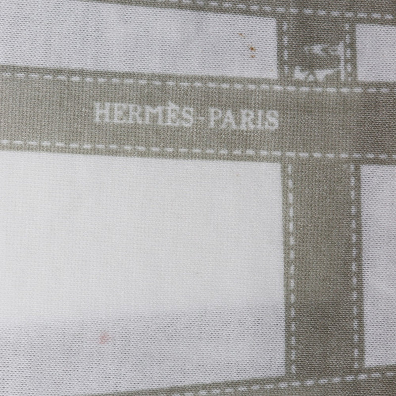 【HERMES】エルメス
 ボルデュック リボン 半袖Ｔシャツ
 コットン 白/ベージュ Borduk Ribbon レディースA-ランク