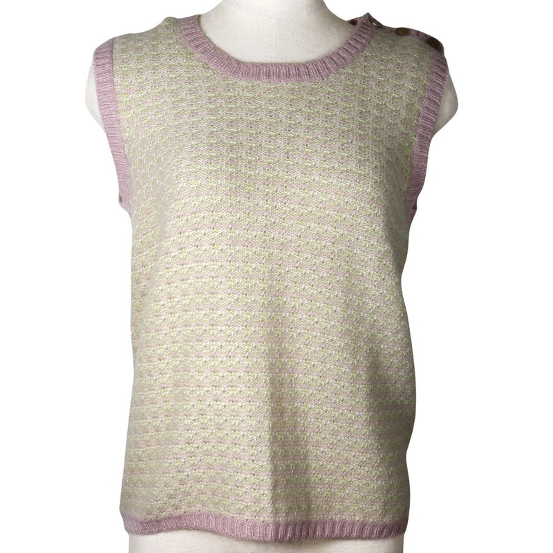 [Chanel] Chanel Knit Best 05P P25397V01844 Cashimiya Rayon Rinón Rosa/Damas de punto verde amarillo