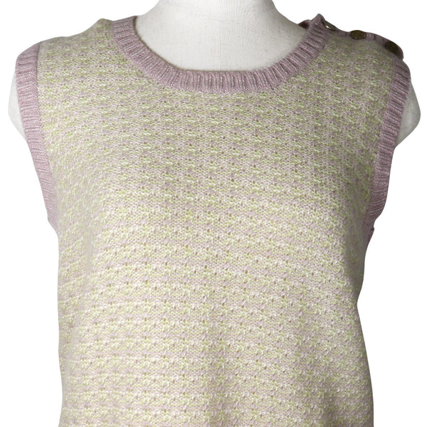 [CHANEL] Chanel 
 Knit vest 
 05p P25397v01844StainsYa x rayon Raspberry Pink/Yellow Green Knit Ladies