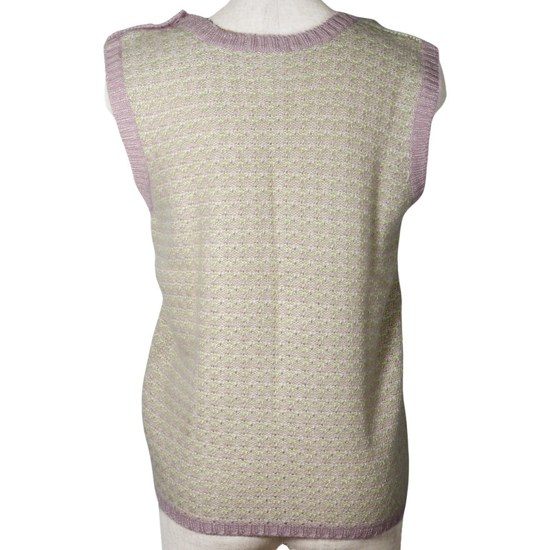 [Chanel] Chanel Knit Best 05P P25397V01844 COLMIMIYA X RAYON ROSE / JAUNE VERT TRAIT