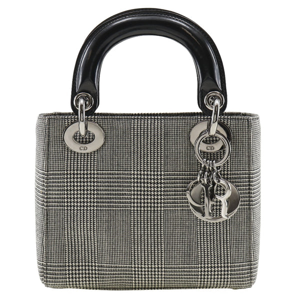 [Dior] Christian Dior 
 Lady Dior Mini Handbag 
 Lienzo controle la aleta de la mano de la mano de la mano dior dior mini damas a-rank