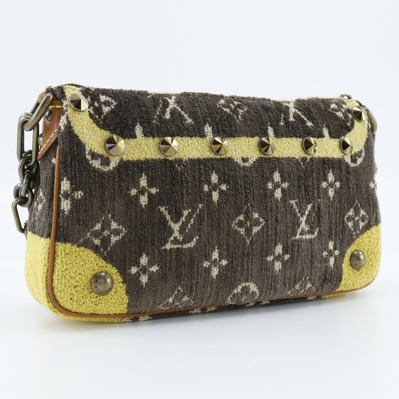 [路易威登]LOUIS VUITTON
 Trompeille PochetteAccessoires 肩袋 
 螺柱附件袋M92710天鹅绒X鳄鱼茶SL1004雕刻肩拉链Trompeille Pochette配件女士