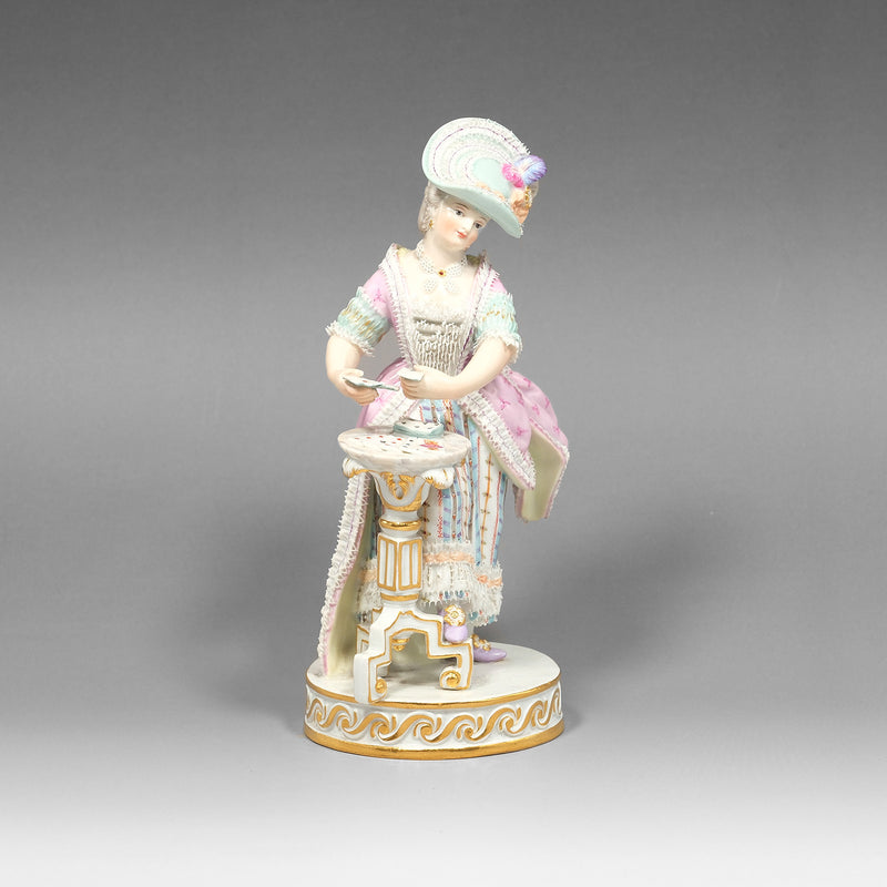【Meissen】マイセン トランプする女性 カードプレイヤー _ 置物 オブジェ Meissen】マイセン トランプする女性 カードプレイヤー 置物 オブジェ
