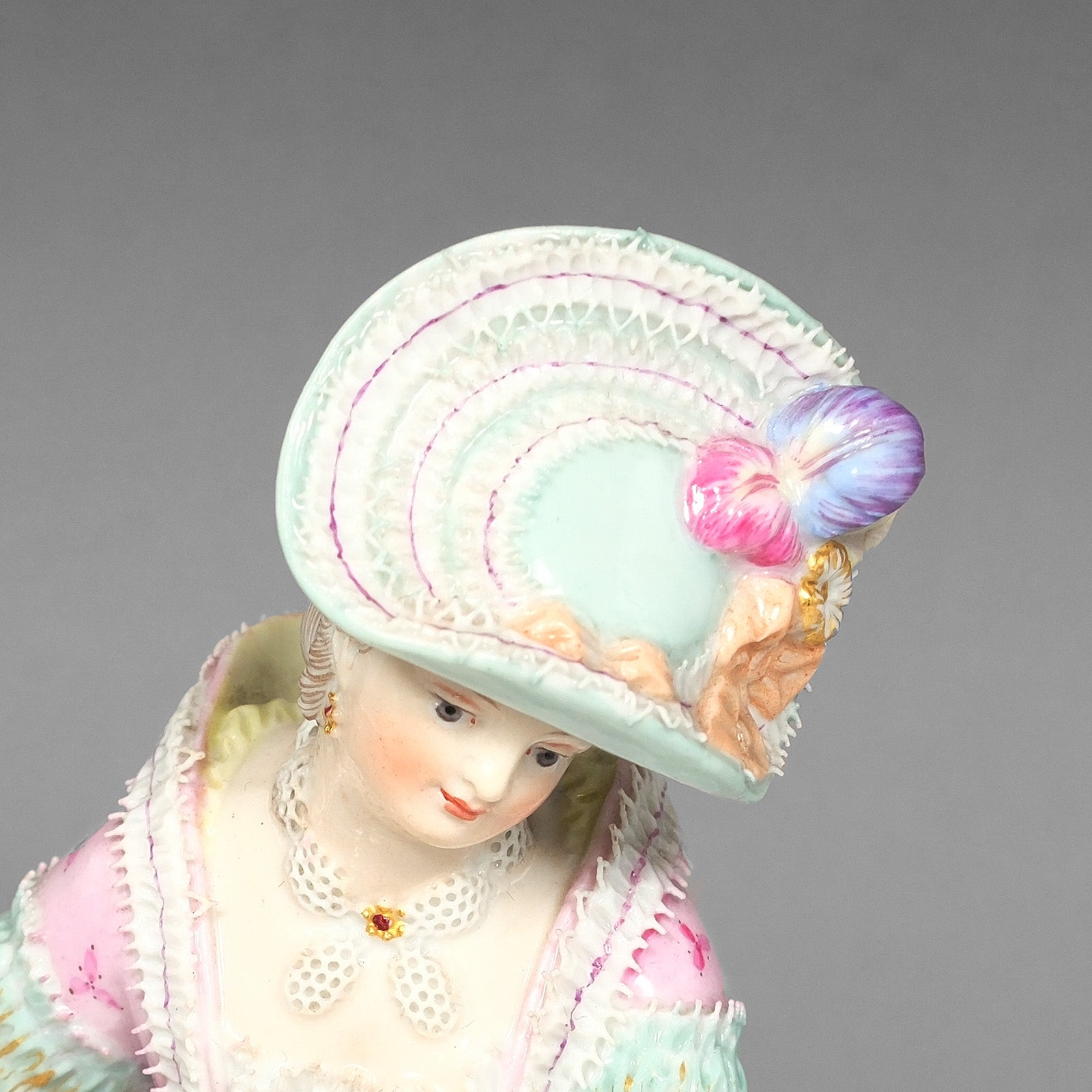 Meissen】マイセン トランプする女性 カードプレイヤー 置物 オブジェ