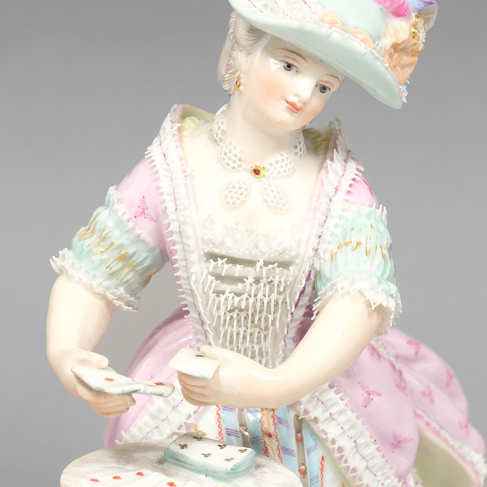 【Meissen】マイセン トランプする女性 カードプレイヤー _ 置物 オブジェ Meissen】マイセン トランプする女性 カードプレイヤー 置物 オブジェ