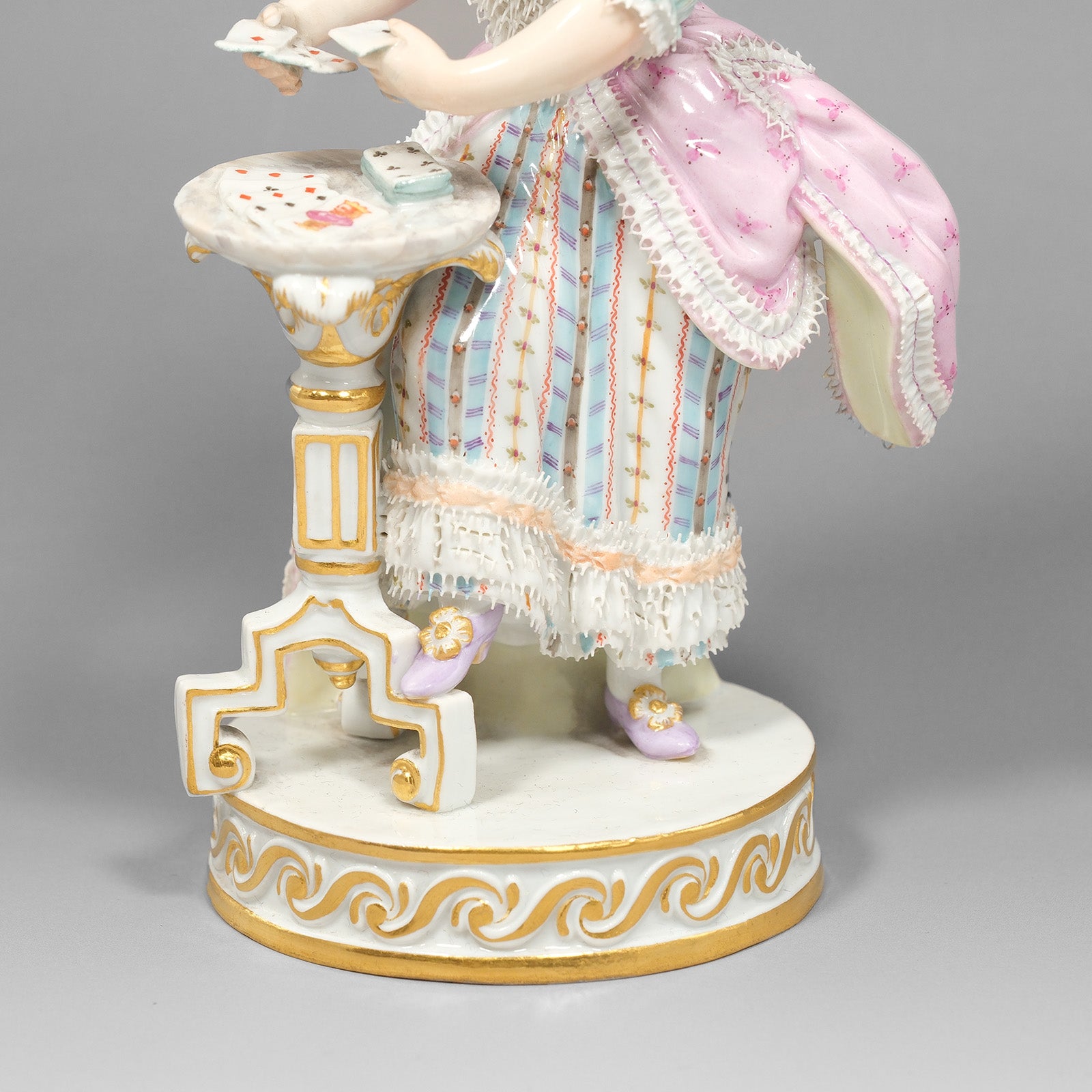 Meissen】マイセン トランプする女性 カードプレイヤー 置物 オブジェ
