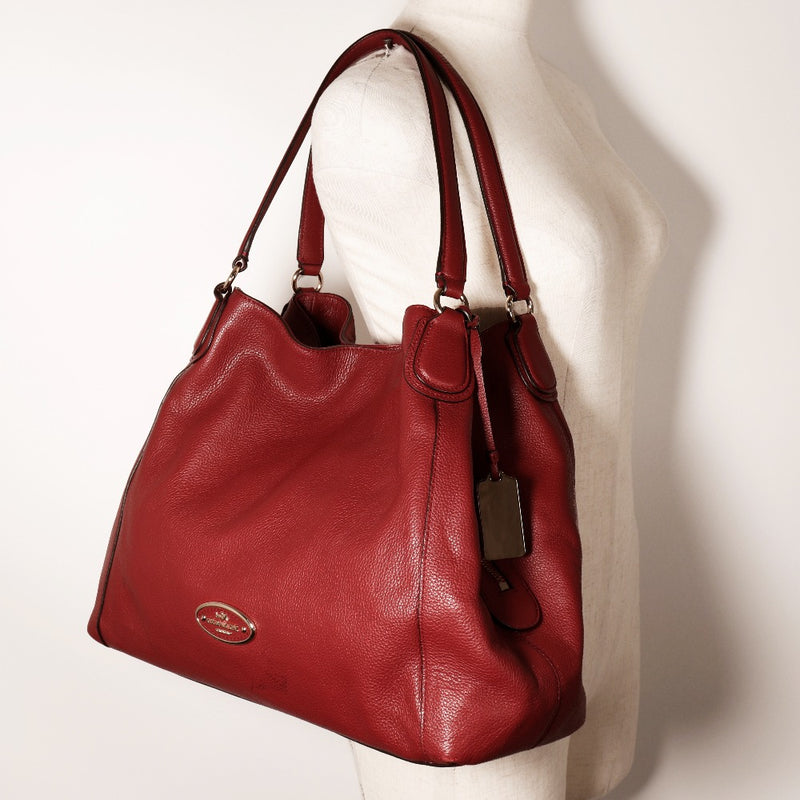 [COACH] Coach Odie Shoulder Bag 33547 Leather red shoulder hanging A5 Fastener Edy ladies