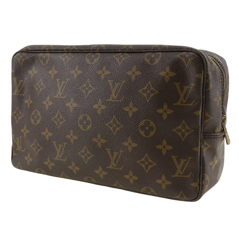 [Louis Vuitton]LOUIS VUITTON True Street 28 Pouch Cosmetics Pouch M47522 Monogram Canvas Tea 883th grabada Zipper Truth Cracking Ty 28 Unisex