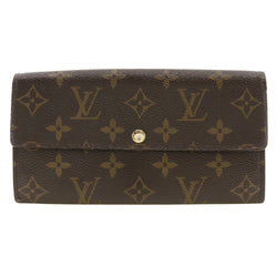 [Louis Vuitton] Louis Vuitton Portofoyilla Long Wallet M61734 Monogram Canvas Tea CA4151 Bouton Snap gravé Portefeiulle Sarah Unisexe B-Rank