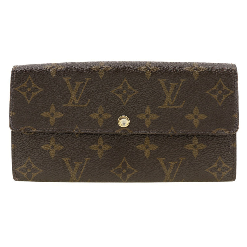 【LOUIS VUITTON】ルイ・ヴィトン
 ポルトフォイユサラ 長財布
 M61734 モノグラムキャンバス 茶 CA4151刻印 スナップボタン Portefeiulle Sarah ユニセックスB-ランク