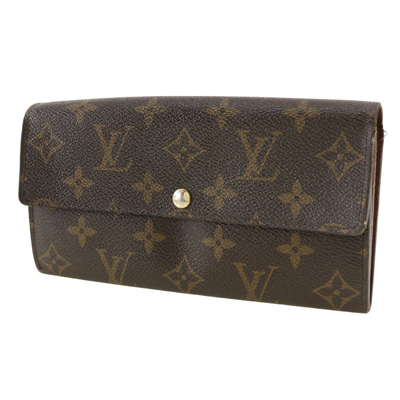 【LOUIS VUITTON】ルイ・ヴィトン
 ポルトフォイユサラ 長財布
 M61734 モノグラムキャンバス 茶 CA4151刻印 スナップボタン Portefeiulle Sarah ユニセックスB-ランク