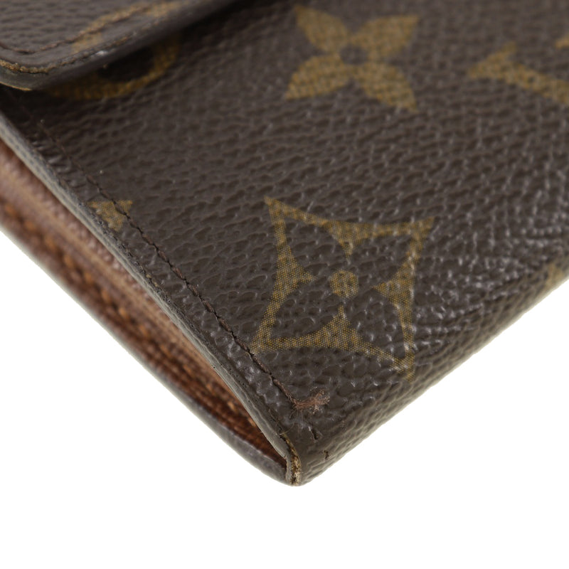 [Louis Vuitton] Louis Vuitton Portofoyilla Long Wallet M61734 Monogram Canvas Tea CA4151 Bouton Snap gravé Portefeiulle Sarah Unisexe B-Rank