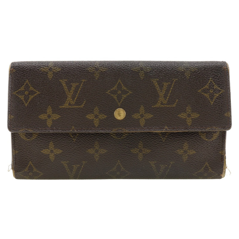 [Louis Vuitton] Louis Vuitton Porte Trezol International Triple Fold Wallet M61215 Monogram Canvas Tea MB0061 Bouton Snap Snap Porte Tresor International Unisexe