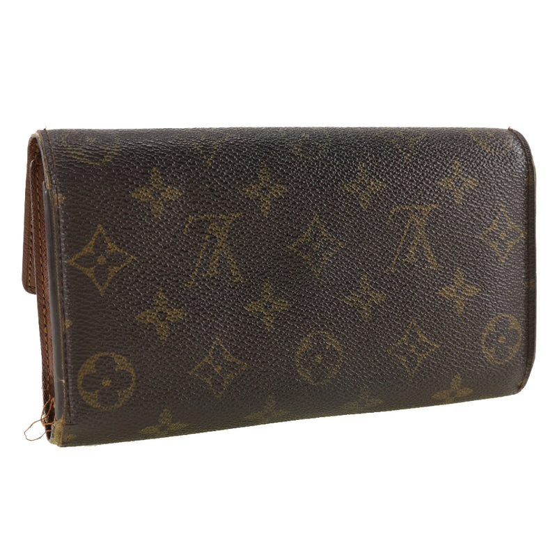 [路易威登]LOUIS VUITTON Porte Tresor 国际三重 - 折钱包M61215会标帆布茶MB0061雕刻快照按钮porte tresor国际门场