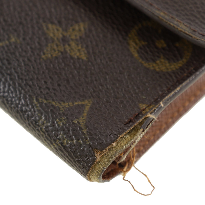 [Louis Vuitton] Louis Vuitton Porte Trezol International Triple Fold Wallet M61215 Monogram Canvas Tea MB0061 Bouton Snap Snap Porte Tresor International Unisexe