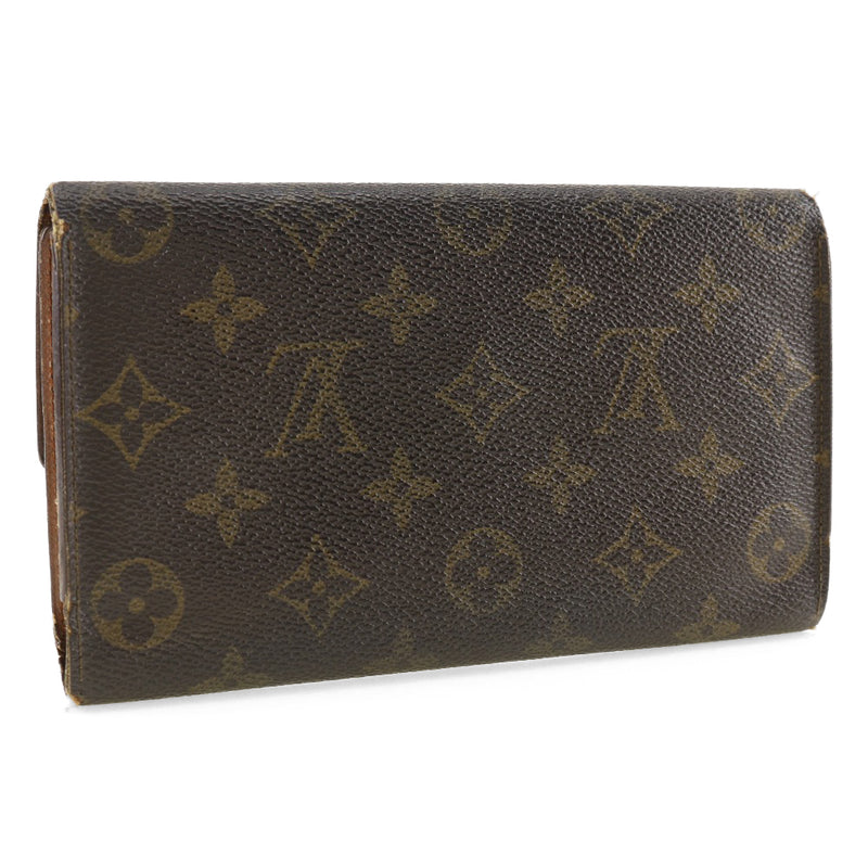 [루이비통]LOUIS VUITTON Porte Tresor국제 트리플 폴드 월렛 M61215 모노그램 캔버스 차 MI0970 조각 된 스냅 버튼 Porte Tresor International Unisex B-Rank