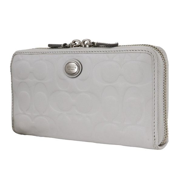 [Entrenador] entrenador 
 Billetera 
 Damas de doble sujetador gris blanco en relieve de cuero en relieve