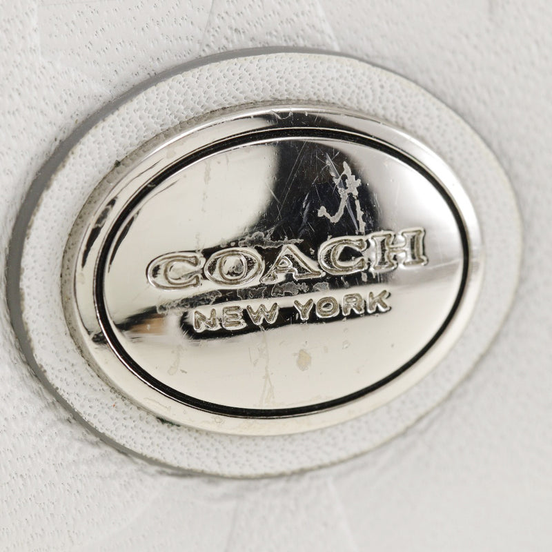 [Coach] Entraîneur Signature Long Signature en cuir en relief Blanc Gris Gris Double fermeture à glissière