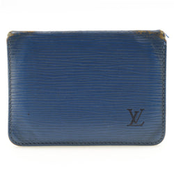 [Louis Vuitton]LOUIS VUITTON Porto 2 Cult Vertical Pass Case M63205 Epi Leather Toledo Blue Blue LO0962 Engraved Open Porto 2 Cult Vertical Unisex B-Rank