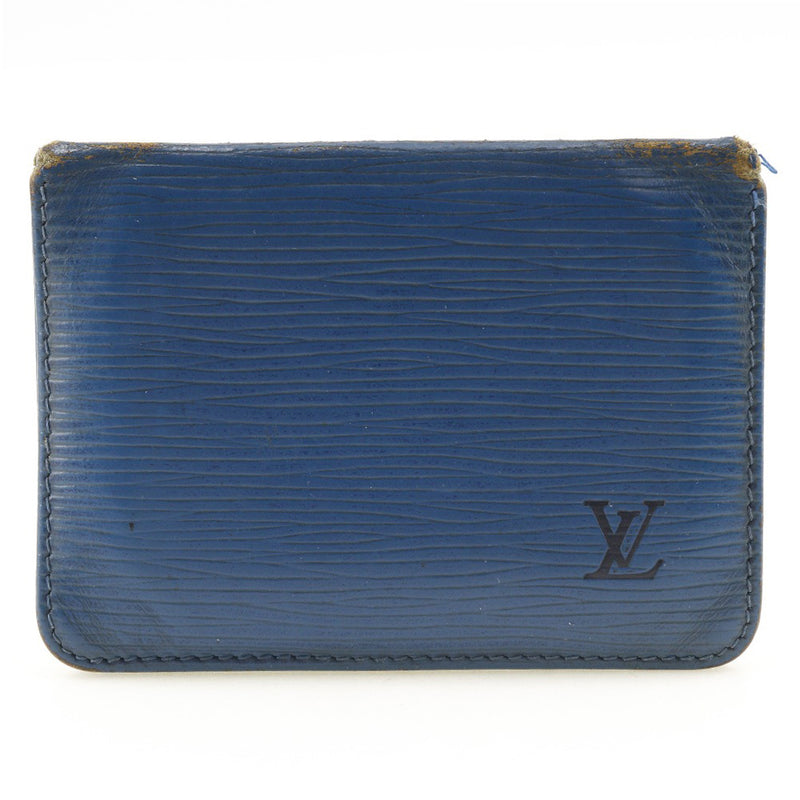 [Louis Vuitton] Louis Vuitton Porto 2 Cult Vertical Pass Case M63205 Epireather Tred Blue Blue LO0962 gravé Porto 2 Cult vertical Unisexe B-Rank