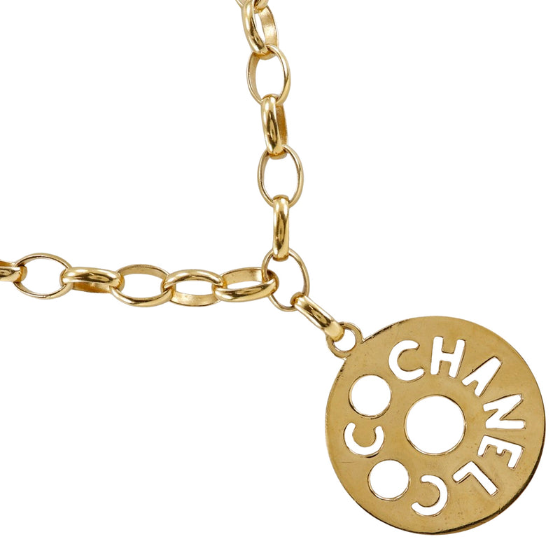 [CHANEL] Chanel Round Logo Necklace Vintage Plated Gold Approximately 170g ROUND LOGO Ladies